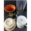 Image 2 : Dish Lot- (3) Mugs- Harley Davidson/Other, Michelob Glass, Ceramic Creamer, Misc.