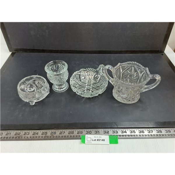 Crystal & Glass Lot- (4) Candy Dishes Up to 4" Tall