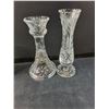 Image 2 : (5) Glass Items- Vases, Candleholder, Candy Dishes