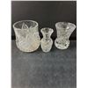 Image 3 : (5) Glass Items- Vases, Candleholder, Candy Dishes