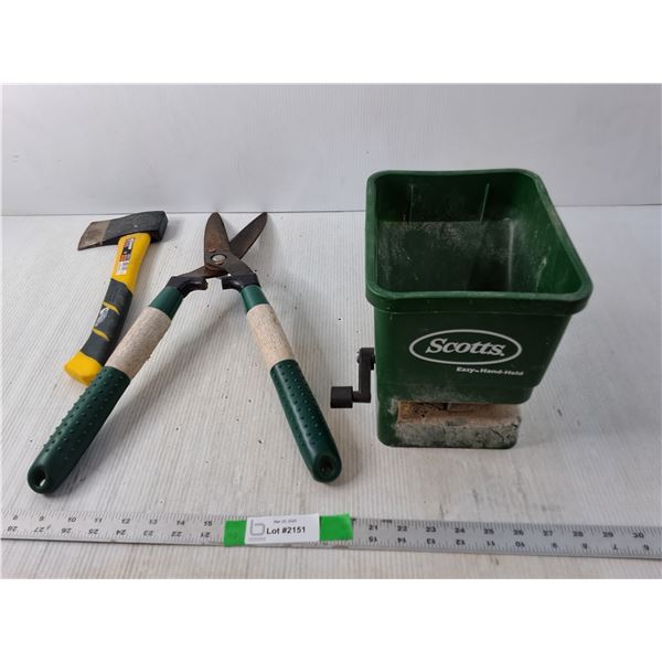 Hedgetrimmers, Mastercraft Axe, Scotts Handheld Spreader