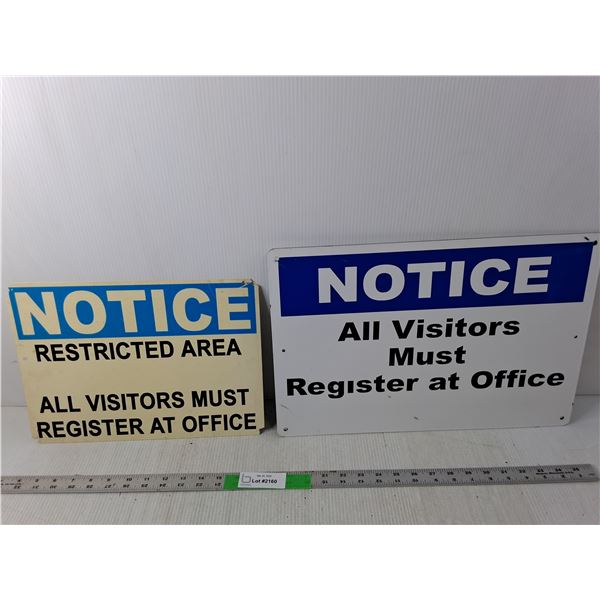(2) Visitors Must Register Signs