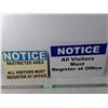 Image 1 : (2) Visitors Must Register Signs