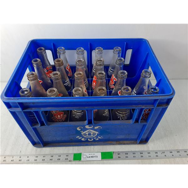 Vintage Pop House Crate  & (22) Glass Bottles