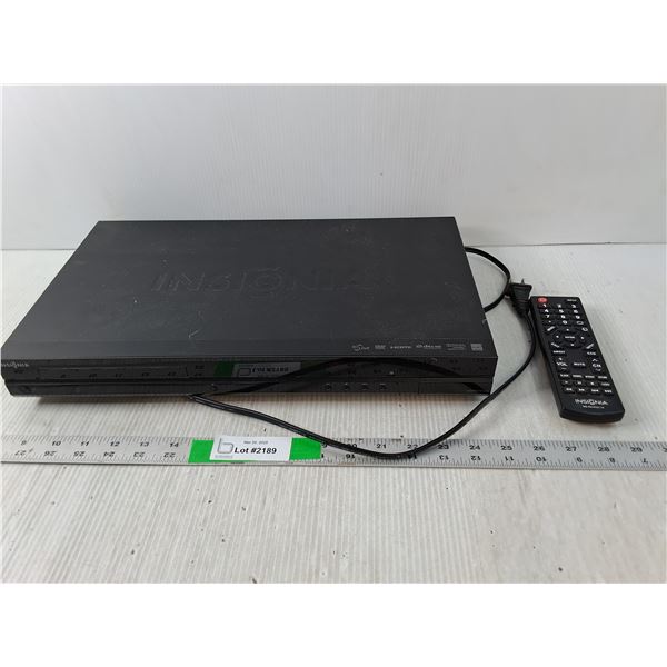 Insignia Blu Ray Player and Remote- Powers On