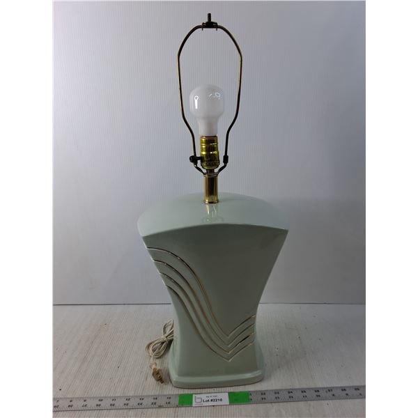 Teal Ceramic Lamp- No Shade, Powers On 27" Tall