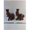Image 1 : (2) Carved Wood Elephant Candle Holders