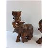 Image 2 : (2) Carved Wood Elephant Candle Holders