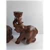 Image 3 : (2) Carved Wood Elephant Candle Holders