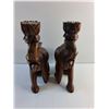 Image 4 : (2) Carved Wood Elephant Candle Holders