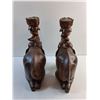 Image 5 : (2) Carved Wood Elephant Candle Holders