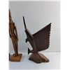 Image 3 : (2) Carved Wood Statues and Fish Home Decoration