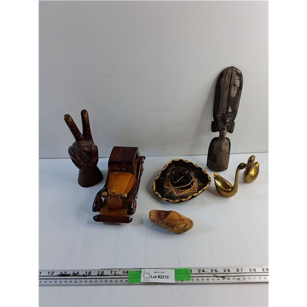 Wooden Home Decorations, Miniature Sombrero, Brass Ducks and Misc