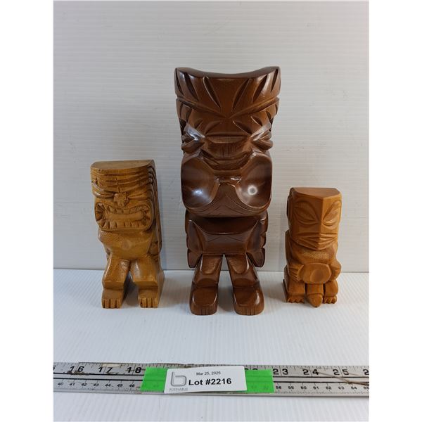 (3) Carved Wood Home Decorations