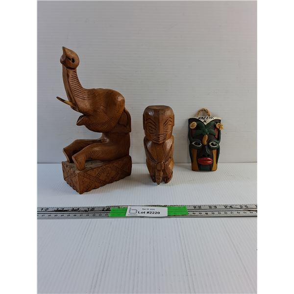 (2) Carved Wood Home Decorations and Wall Hanging Mask Decor