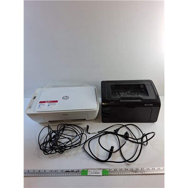 (2) HP Laser Jet and Desk Jet Printers and Various Cables