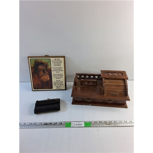 Wooden Jewelry Box, Coin Wallet and Wall Hanging Decor