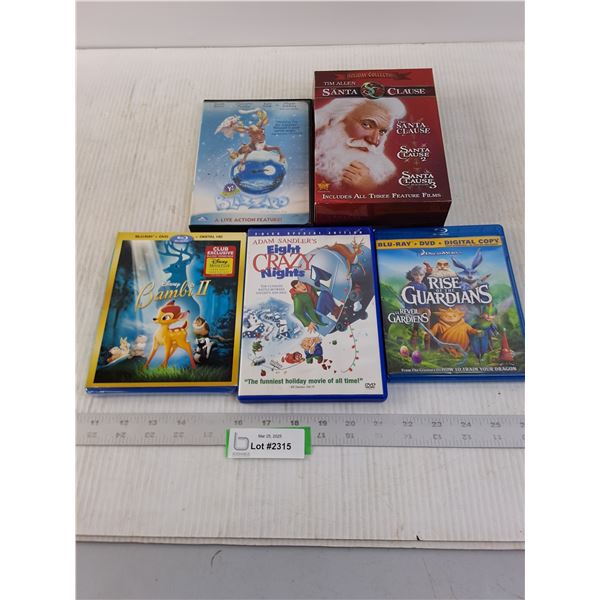 (5) DVD Movies (Santa Clause123, Blizzard, Bambi2)