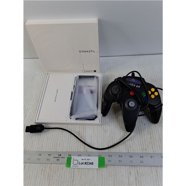 Cell Phone Case for Iphone 14 Pro and a 3rd Party N64 Controller.