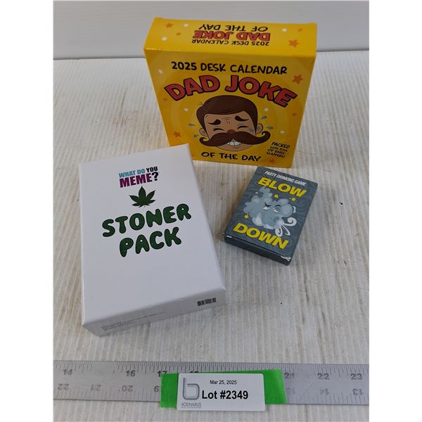 Dad Jokes, Blow Down and Meme Stoner Pack Games.