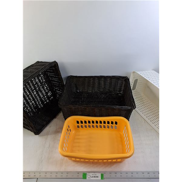 Assorted Wicker and Plastic Baskets