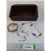 Image 1 : Wooden Jewelry Box with a Couple of Jewelry Pieces