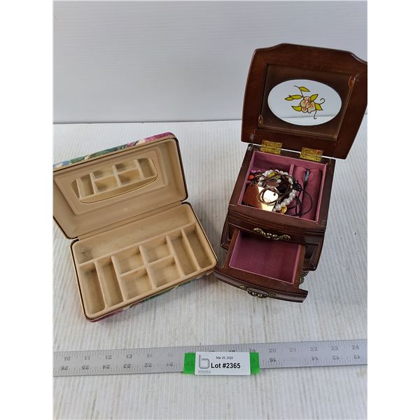 (2) Smaller Jewelry Boxes with a few Jewelry Pieces