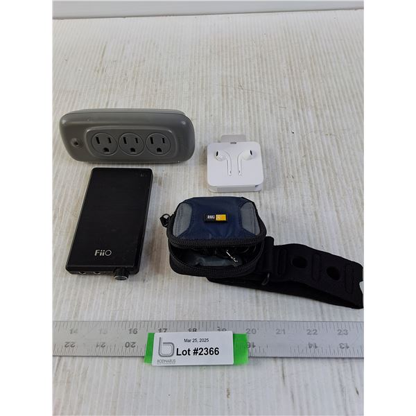 Electronic Multi Port Plug, (2) sets of Earphones and a Fido Headphone Amplifier