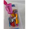 Image 2 : Plastic Container with Children's Utensils and Groceries