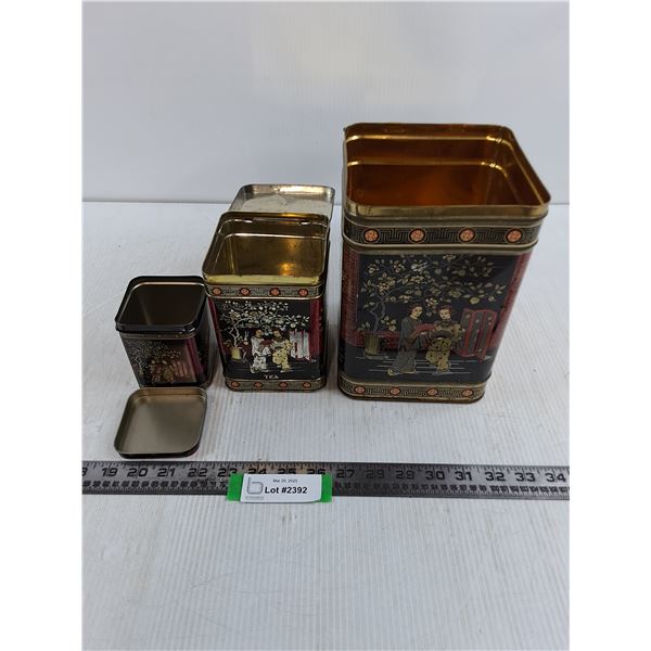 Set of 3 Vintage "Asian Themed" Tins