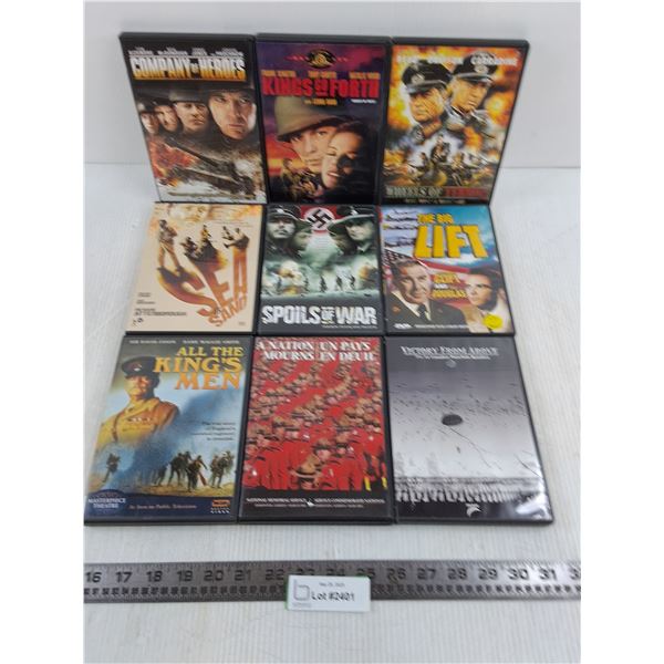 (9) Mostly War Themed DVD Movies (Company of Heroes, The Big Lift, Wheels of Terror)