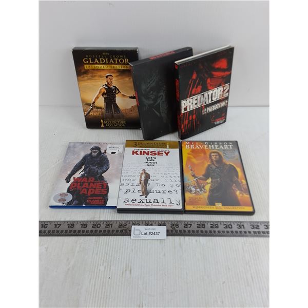 ((6) DVD Movies (Gladiator EE, Predator, Braveheart)
