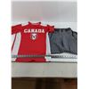 Image 1 : Canada Soccer Child's Sport Shirt - Size Large, Child's Medium Old Navy Stretch Pants
