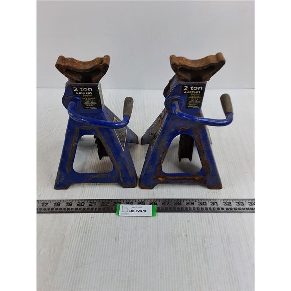 Pair of 2-Ton (4000lbs) Ratchet Locking Jack Stand