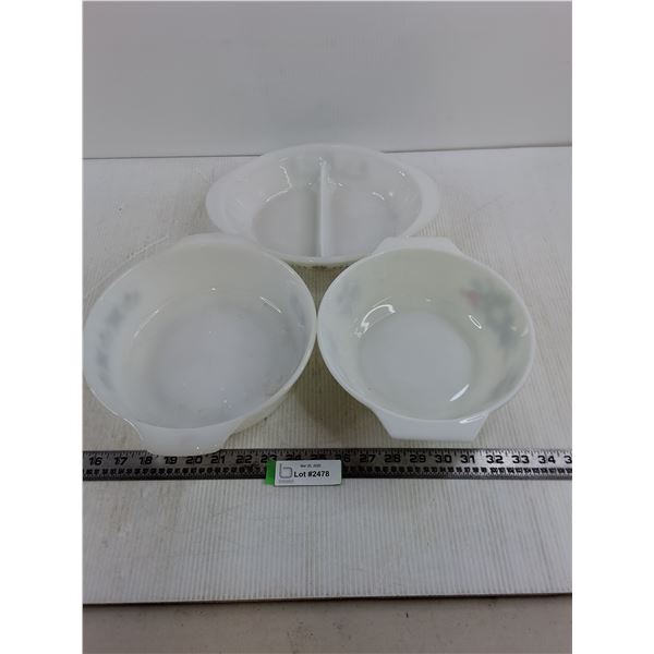 (3) Casserole Dishes (Fire King, Glasbake, JAJ)