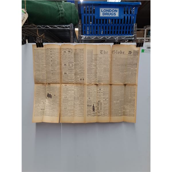 Antique 1860 Issue The Globe Newspaper