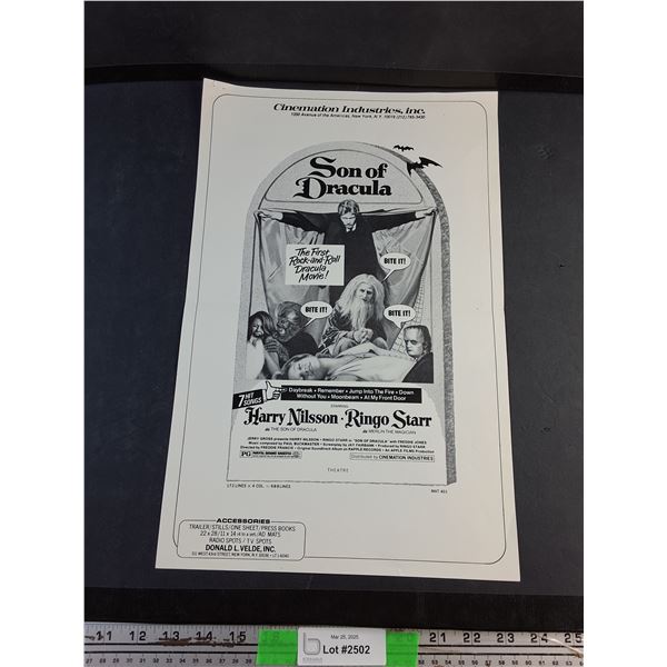 1974 Cinemation Industries Son of Dracula Promotional Item