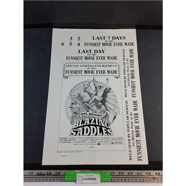 1978 Warner Bros Mel Brooks Blazing Saddles Promotional Item