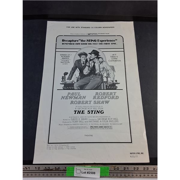 1977 Universal City Studios The Sting Promotional Item