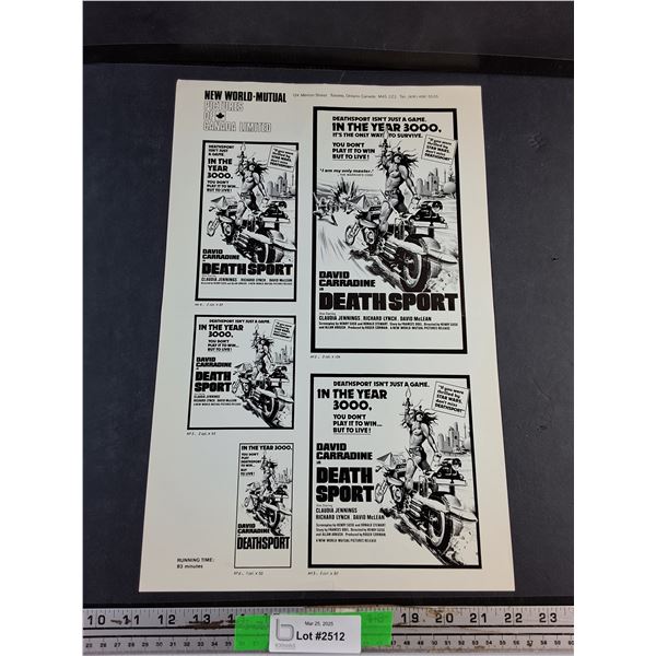 1978 New World Mutual Pictures Deathsport Promotional Item