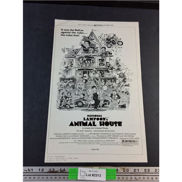1978 Universal Bloom National Lampoon's Animal House Promotional Item