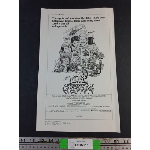 1979 Universal City Studios More American Graffiti Promotional Item