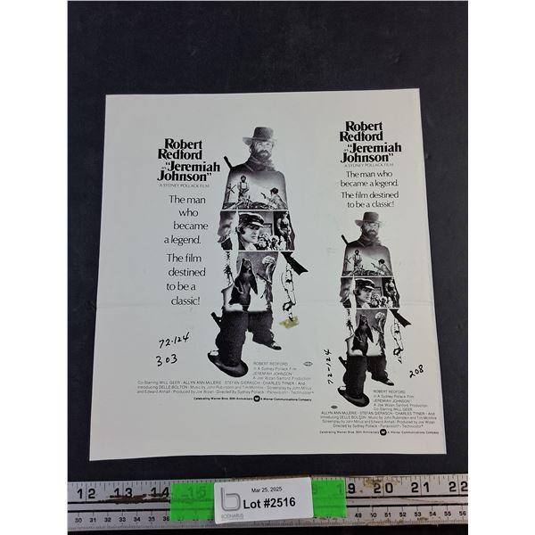 Warner Bros Jeremiah Johnson Promotional Item