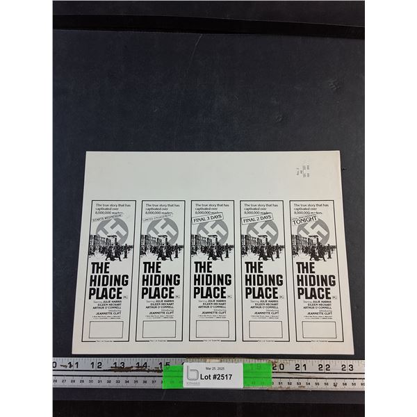 1975 World Wide Pictures The Hiding Place Promotional Item