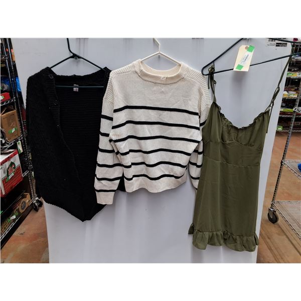 Cardigan, Sweater and Evening Dress