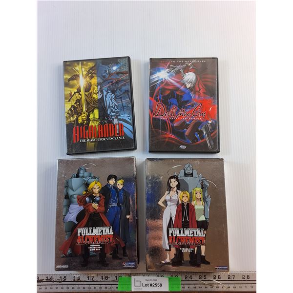 (4) DVD Movies - Highlander, Full Metal Alchemist and Devil May Cry