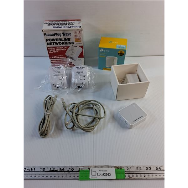 HomePlug Wave Powerline Networking Ethernet Adaptors and TP Link Travel Router