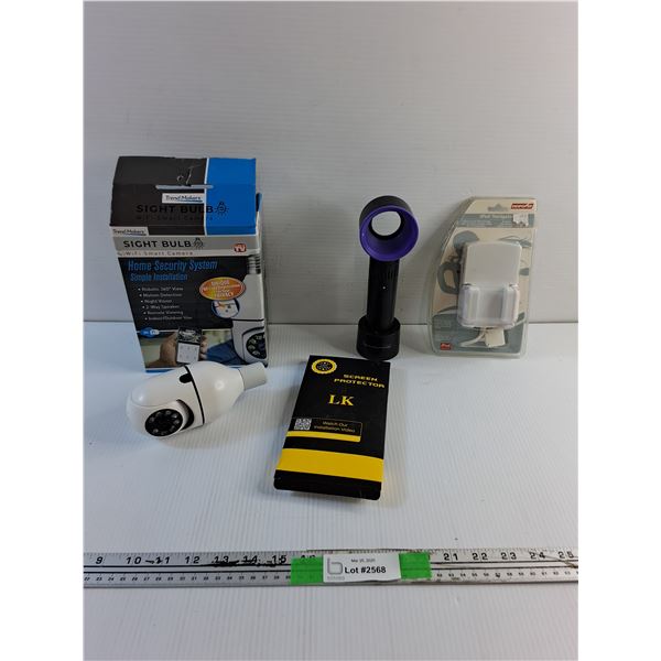 Sight Bulb Security System Camera, Screen Protector, Hair Dryer and iPad Navigator