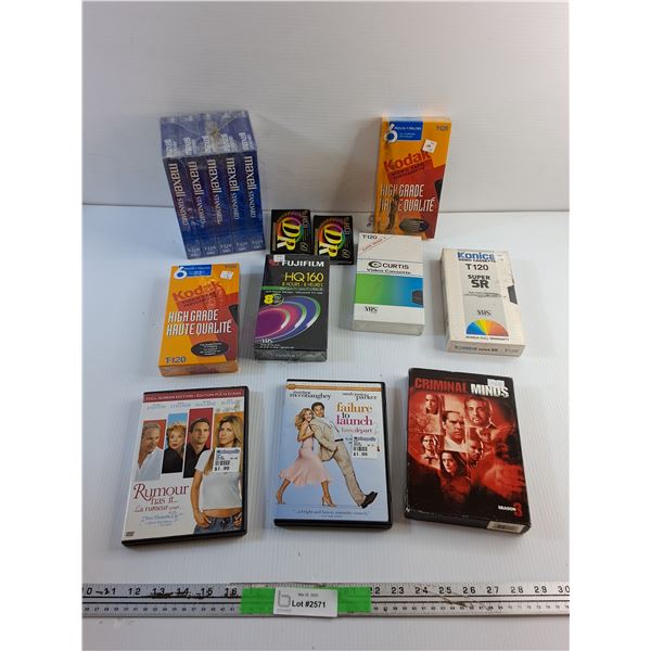 (12) VHS Cassettes and (3) DVD Movies - Criminal Minds, Failure to Launch and Rumour Has It