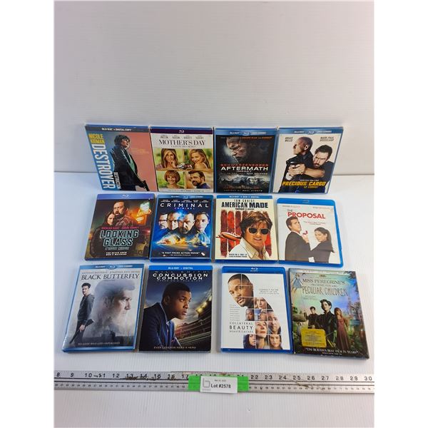 (12) Blu Ray and DVD Movies - Mother's Day, Schwarzenegger Aftermath and American Made